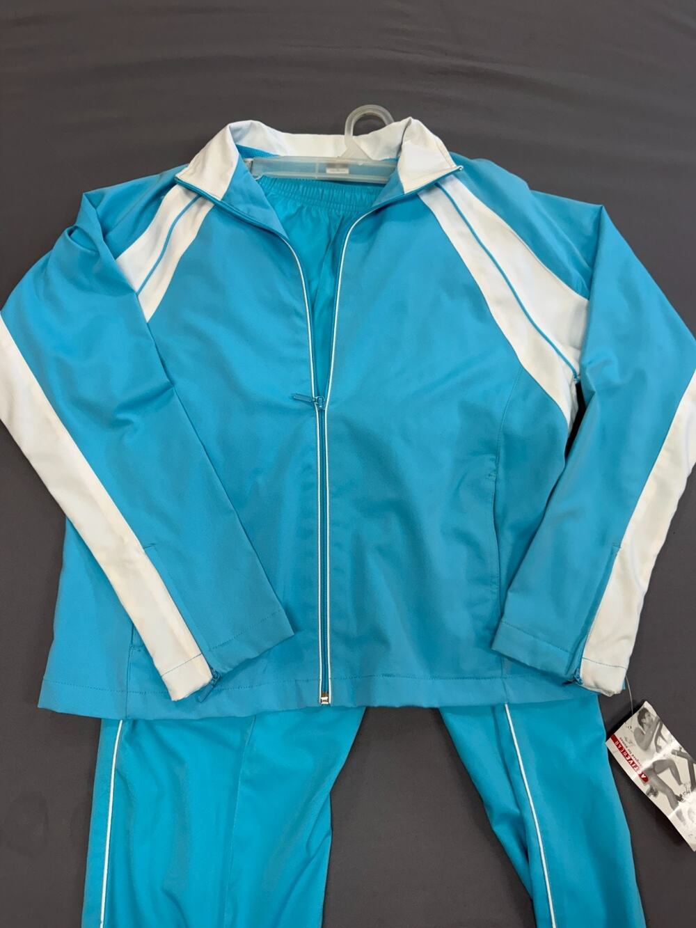Cheetah Women's Blue Tracksuit Jogging Suit Jacket Pants Set Size M Vintage Y2K